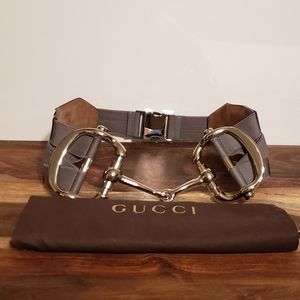 Gucci Gray and Gold Belt